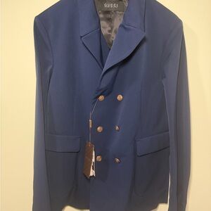 Gucci Navy Jacket with Brass Accents
